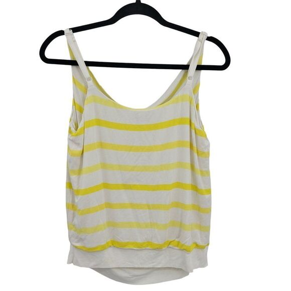 Cabi Tank Top M Yellow White Striped Sun Band Draped Cowl Neck Adjustable Straps - Picture 5 of 11